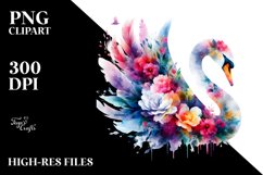 Vibrant Swan Watercolor Abstract Clipart Product Image 1