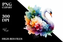 Vibrant Swan Watercolor Abstract Clipart Product Image 1