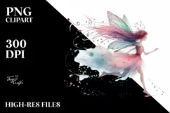 a Fairy Running in Abstract Pastel Watercolor, Transparent Product Image 3