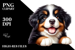 Watercolor Baby Bernese Mountain Dog PNG Product Image 2
