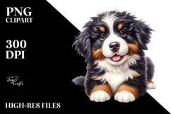 Watercolor Baby Bernese Mountain Dog PNG Product Image 2