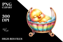 Colorful Sleeping Baby Chicken PNG Product Image 2