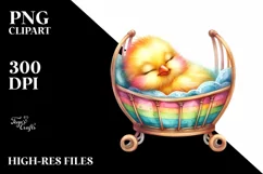 Colorful Sleeping Baby Chicken PNG Product Image 1