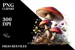 Magical Mushroom Watercolor Splash PNG Product Image 1