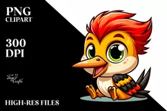 Colorful Crazy Looking Small Baby Woodpecker Clipart Product Image 3