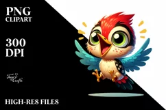 Colorful Crazy Looking Small Baby Woodpecker Clipart Product Image 3