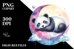 Pastel Sleeping Panda on Moon | Clipart Product Image 2