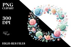Colorful Snail Floral Frame | Sublimation | Clipart Product Image 1