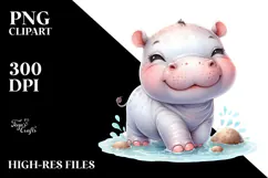 Energetic Baby Hippo, Transparent PNG Product Image 2