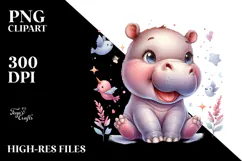 baby Hippo with Smiling Face, PNG Product Image 2