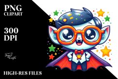 Funny Cute Vampire with Superhero Cape PNG Product Image 2