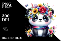 Cute Cartoon Style Watercolor Panda | Clipart Product Image 2