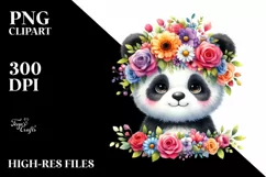 Cute Cartoon Style Watercolor Panda | Clipart Product Image 1