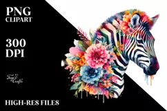 Retro Flower Zebra | Sublimation | PNG Clipart Product Image 3