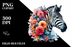 Vibrant Zebra Made of Flowers | Sublimation | Clipart Product Image 1