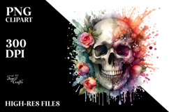 Grungy Skull with Splashes, Artistic PNG Product Image 2