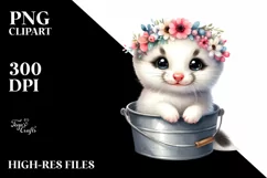 Colorful Smiling Ermine in Bucket | Sublimation | Clipart Product Image 3