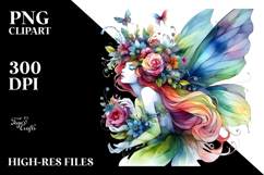 Playing Fairy with Floral Wreath, Vibrant PNG Product Image 2