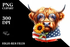 Thoughtful Highland Cow Portrait Wearing | Sublimation | Product Image 3
