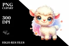 Cute Colorful Lamb Smiling Watercolor Flower | Sublimation | Product Image 3