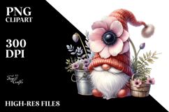 Cute Gnome with Anemone Floral Ornament PNG Product Image 2