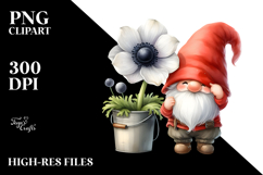 Cute Gnome with Anemone Floral Ornament PNG Product Image 2
