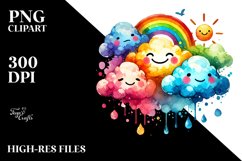 Simple Smiling Cloud Watercolor PNG Product Image 2