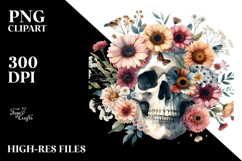 Boho Skull Made of Spring Flowers PNG Product Image 2