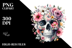 Boho Skull Made of Spring Flowers PNG Product Image 2