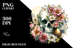 Boho Skull Made of Spring Flowers PNG Product Image 2