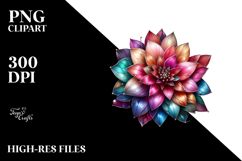 Colorful Shiny Dahlia with Metallic Frame, PNG Product Image 2
