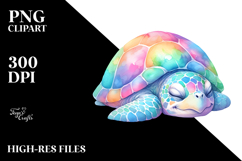 Vibrant Pastel Turtle Sleeping Clipart Product Image 2