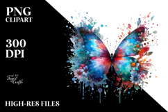 Colorful Painting Butterfly Flower of Splashes PNG Product Image 2