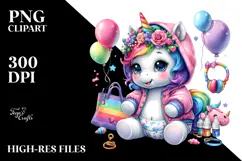 Running Baby Unicorn, Colorful PNG Product Image 2