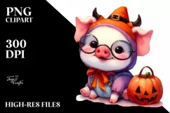 Cute Baby Pig in Halloween Costume | Clipart Product Image 1
