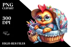 Vibrant Baby Rooster Resting in Cradle PNG Product Image 2
