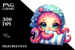 Colorful Cuddling Baby Octopus | Clipart Product Image 3