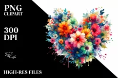 Colorful Floral Hearts, PNG Product Image 2