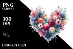 Colorful Floral Hearts, PNG Product Image 2
