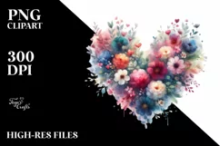 Colorful Floral Hearts, PNG Product Image 2