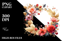 Watercolor Abstract Horizontal Frame with Small Red Roses Product Image 2