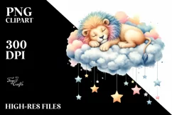 Vibrant Lions on Cloud Hanging Stars Clipart Product Image 1