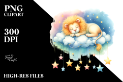 Vibrant Lions on Cloud Hanging Stars Clipart Product Image 2