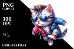 Cute Baby Cat Jumping PNG Product Image 3