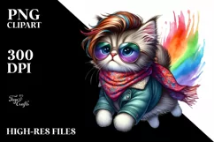 Cute Baby Cat Jumping PNG Product Image 1