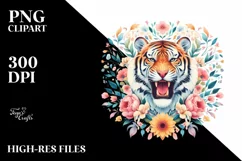 Colorful Tiger Floral | Sublimation | Clipart Product Image 3