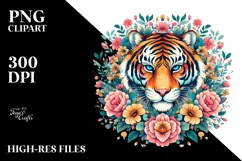 Colorful Tiger Floral | Sublimation | Clipart Product Image 3