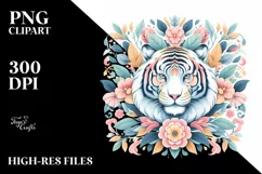 Colorful Tiger Floral | Sublimation | Clipart Product Image 1