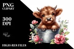 Cute Highland Cow Smiling | Sublimation | Clipart Product Image 1