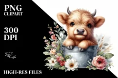 Cute Highland Cow Smiling | Sublimation | Clipart Product Image 3